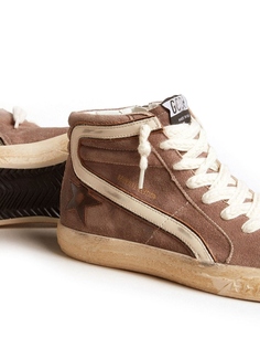 Golden Goose высокие кеды Slide, коричневый