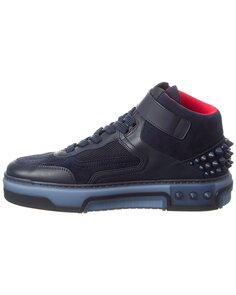 Кроссовки Christian Louboutin Astroloubi средней длины из кожи и замши, синий