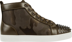 Кроссовки Christian Louboutin Lou Spikes Orlato Flat High Balmore Camo, зеленый