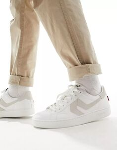 Белые кожаные кроссовки Levis Swift с кремовой пяткой