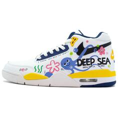 Кроссовки Nike Flight Legacy Vintage Basketball Shoes Men Mid-top White/Blue/Yellow, светло-фиолетовый