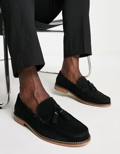 Черные замшевые лоферы с кисточками ASOS DESIGN на натуральной подошве