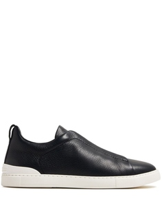 Zegna кожаные кеды, черный