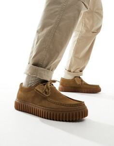 Темно-песочные замшевые лоферы Clarks Torhill