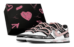 Кроссовки Nike Dunk Skateboarding Shoes Men Low-top Pink, черный/розовый