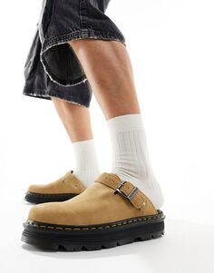 Светло-коричневые замшевые мюли Dr Martens ZebZag