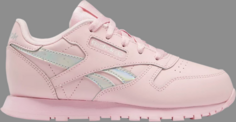 Кроссовки classic leather little kid pink glow iridescent Reebok, розовый