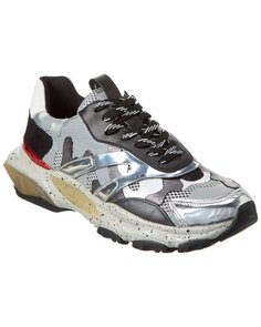 Кроссовки Valentino из сетки и кожи, серый