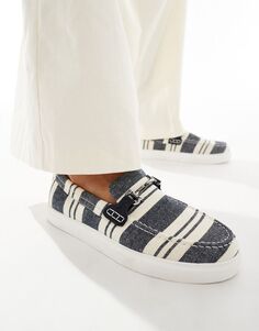 Темно-синие лоферы в полоску ASOS DESIGN