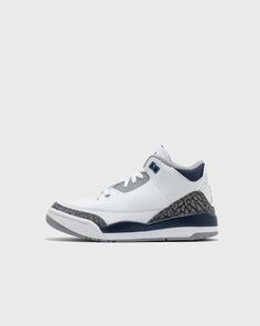 Кроссовки Jordan Jordan 3 Retro Midnight Navy (Ps), цвет white/midnight navy-cement grey-bla