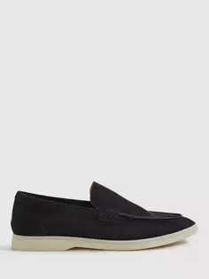 Лоферы Reiss Kason Slip-On Suede, темно-синий