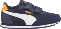 Кроссовки Puma ST Runner v3 Mesh V Little Kid Peacoat Vibrant Orange, синий