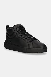 Кожаные кроссовки Calvin Klein Jeans CHUNKY CUPSOLE CLEAN HIGH, черный