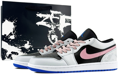 AJ1 Винтажные баскетбольные кроссовки мужские низкие розовый Jordan, серый