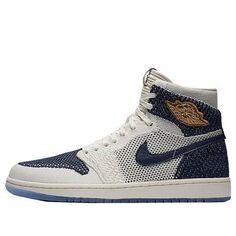 Кроссовки 1 ретро высокие og Flyknit Air Jordan, бежевый