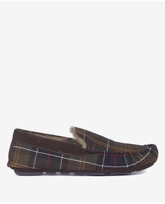 Мужские домашние тапочки на подкладке и в клетку «тартан» Barbour, темно-зеленый