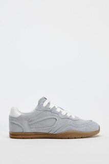Кожаные кроссовки из мягкого сплока ZARA, цвет bluish