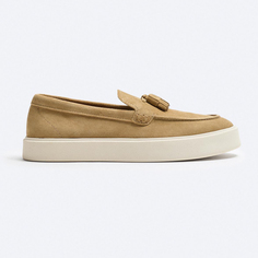 Лоферы Zara Split Leather With Tassels, бежевый