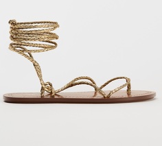 Сандалии Zara Lace-up Flat, золотой