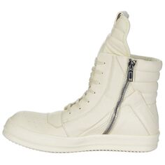 Geobasket Скейтбординг Кроссовки Мужские Высокие Молочно-Белые Rick Owens