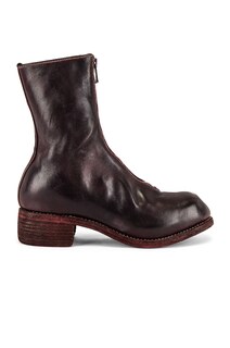 Ботинки на молнии спереди с цельнозерновым покрытием Horse Guidi, цвет Burgundy