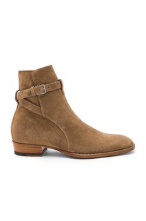 Замшевые ботинки Wyatt Jodhpur Saint Laurent, цвет Light Cigar