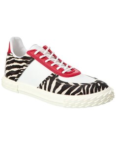 Кроссовки Giuseppe Zanotti Blabber из кожи и телячьего волоса, белый