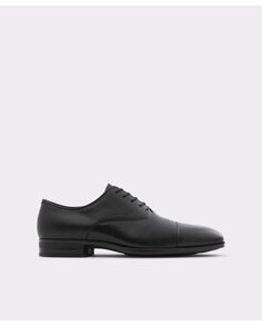 Мужские кожаные туфли на шнуровке черного цвета с круглым носком Aldo, черный