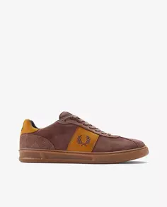 Гладкие мужские кожаные кроссовки на шнурках Fred Perry, коричневый