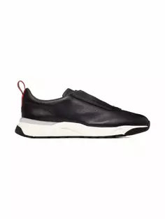 Кожаные кроссовки с логотипом Santoni, тёмно-синий