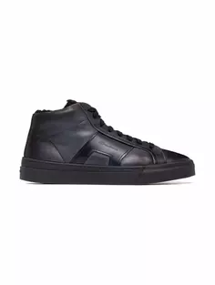 Кожаные кроссовки с логотипом Santoni, тёмно-синий