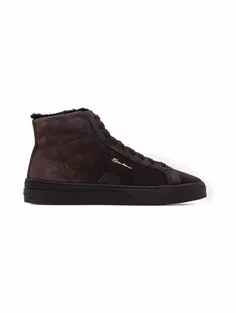 Замшевые ботинки с логотипом Santoni, серый