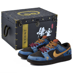 Кеды Nike Dunk Skateboard Unisex Low-Top, коричневый/золотой/синий