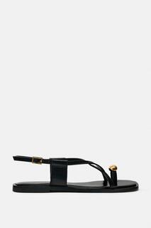 Сандалии Zara Strappy Flat Slider, черный