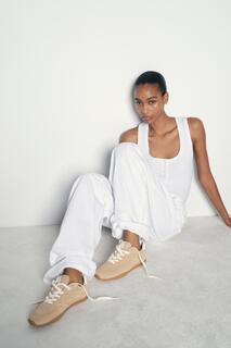 Кожаные кроссовки из мягкого сплока ZARA, темно-серый