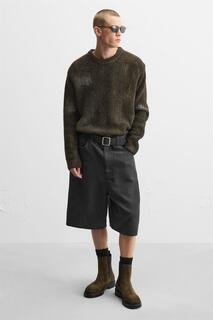 Кожаные ботинки челси ZARA, оливково-зеленый