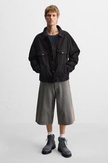 Кожаные ботинки со шнуровкой ZARA, серый