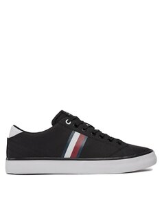 Кроссовки Th Hi Vulc Low Stripes Mesh Tommy Hilfiger, черный