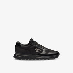 Кроссовки Prada Re-Nylon Brand-Plaque Leather And Recycled-Nylon Low-Top, черный