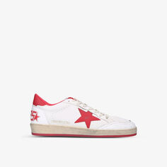 Мужские низкие кеды из потертой кожи с эффектом металлик Ball Star Golden Goose, белый