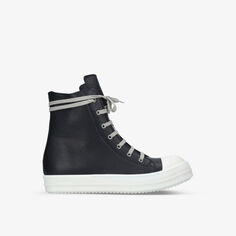 Высокие кроссовки из зерненой кожи Rick Owens, черный
