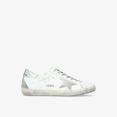 Мужские низкие кеды superstar из потертой кожи Golden Goose, белый