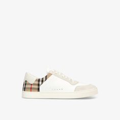 Кожаные кроссовки stevie с низким берцем в клетку Burberry, белый
