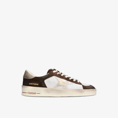Низкие кеды Stardan из сетки и замши с вышитыми звездами Golden Goose, коричневый