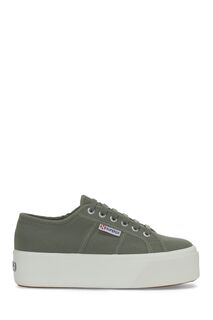 Серо- кроссовки на подъемах 2790 cotw linea Superga, зеленый