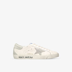 Кожаные низкие кеды super star с вышивкой звезд Golden Goose, серый