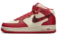 Кроссовки Nike Air Force 1 Mid 07 LX в клетку кремово-красные