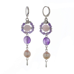 LANZEROTTI Серьги, Monroe, морганит, аметист, жемчуг