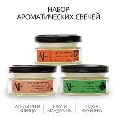 Набор ароматических свечей ART FEEL Набор из 3 шт ароматических свечей (апельсин-корица, елка и мандарины, пихта Фрейзера) 150.0