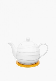 Чайник заварочный Elan Gallery 900 мл, на деревянной подставке